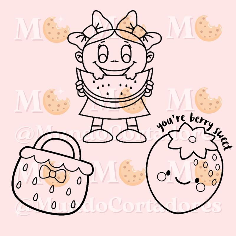 STRAWBERRY WATERMELON GIRL CUTTER AND STAMP