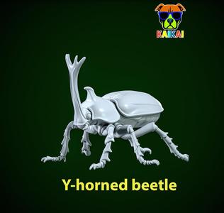Y-horned beetle statue - insect model - 3D print