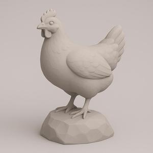 A Stylized Chicken Sculpture on rock  – 3D Print STL