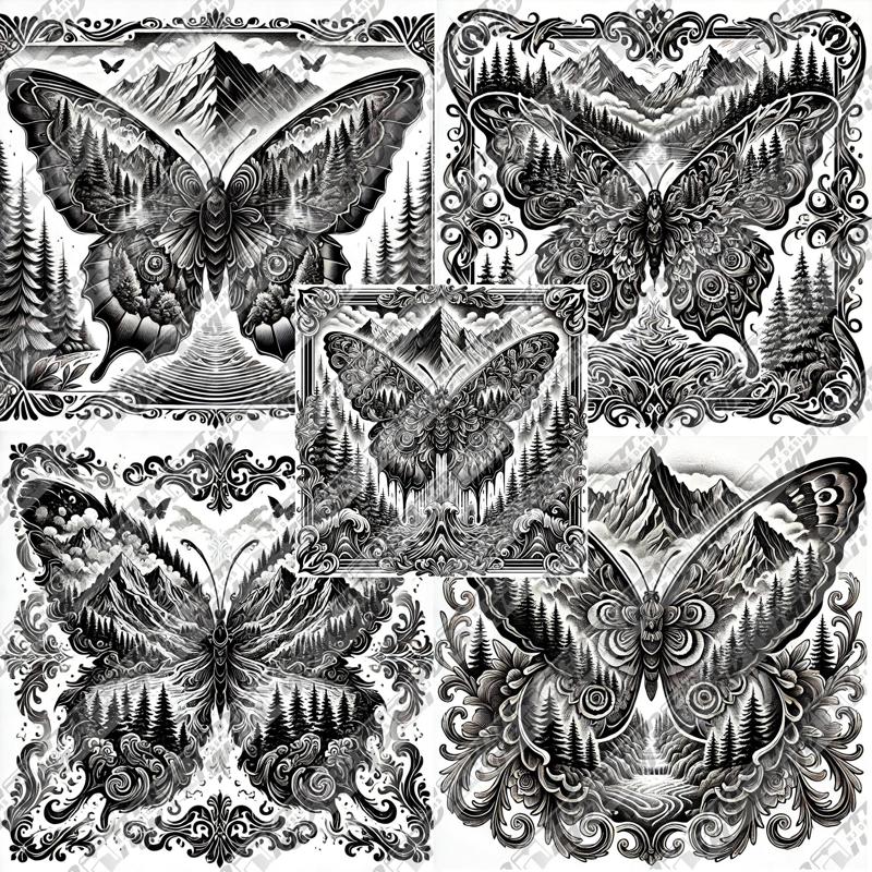 Abstract Butterfly Landscape Vector Bundle V1