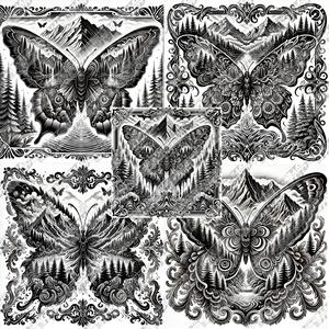 Abstract Butterfly Landscape Vector Bundle V1