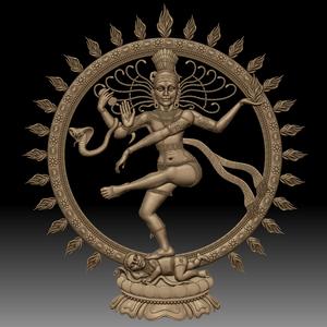 Nataraja Shiva dancing bas-relief for CNC router or 3D printer