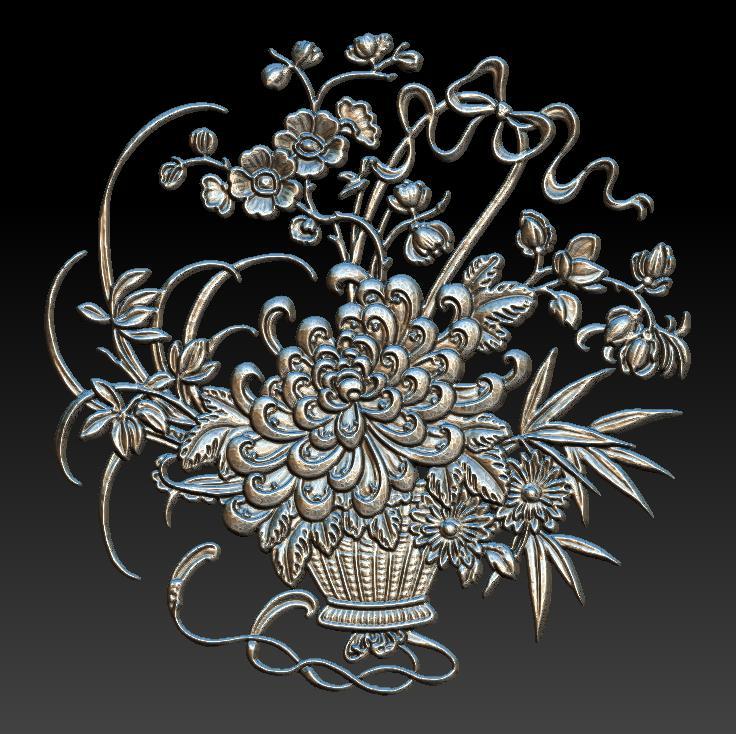 Flower basket - relief
