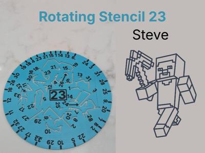 Rotating Stencil 23 Minecraft Steve
