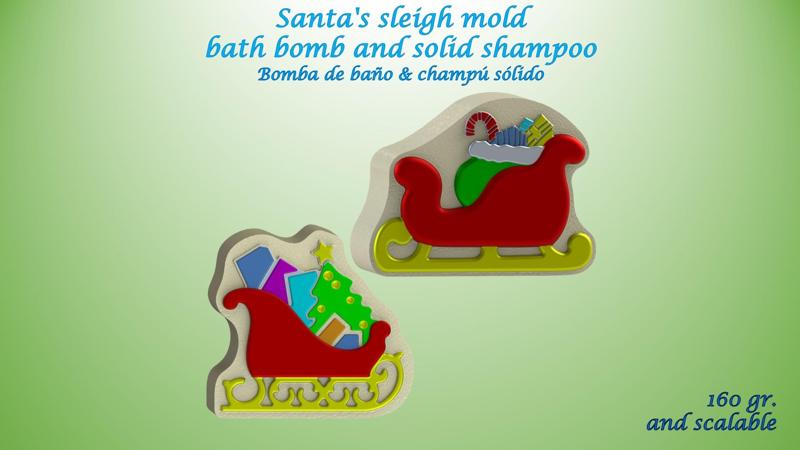 Santa's sleigh MOLD: BATH BOMB, SOLID SHAMPOO