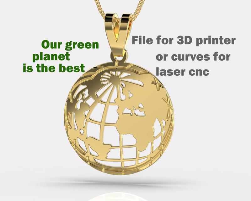 Jewelry pendant Planet Earth 28mm-Printable STL