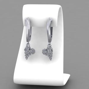 Jewelry earrings heart with diamonds 045ct - Printable STL