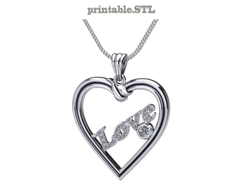 Heart Love Printable jewelry pendant STL