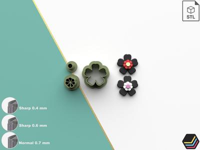 Polymer Clay Cutters Flower J25| 5 Size 3 Cutter Versions | Floral Cutter | Digital Files for 3D Printing