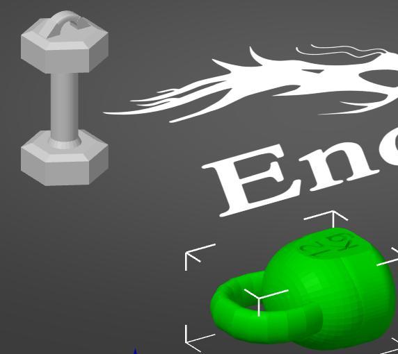 Dumbbell and kettlebell keychains. Dumbbell and kettlebell keychains.