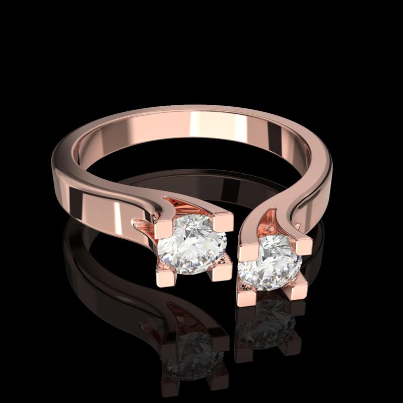 Jewelry Engagement doble Ring two diamonds 032ct ready to print