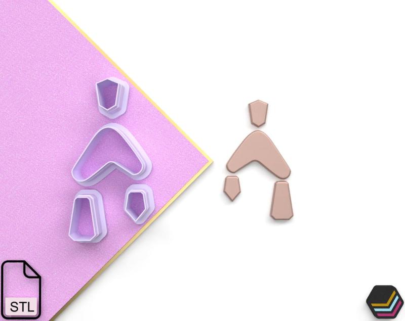 Digital .Stl Polymer Clay Cutter - DB Geo (5 Sizes, 3 Version Cut) - Geometric - File for Use in a 3D Printe