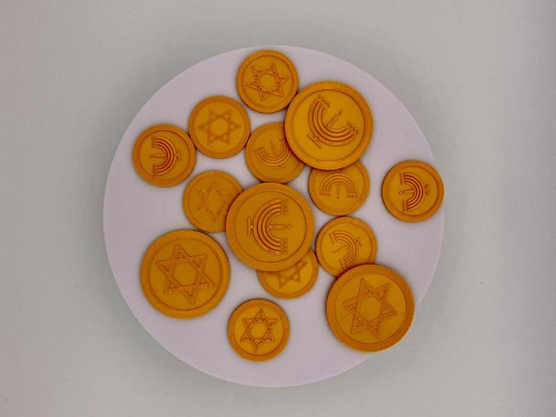 Dreidel token, coins