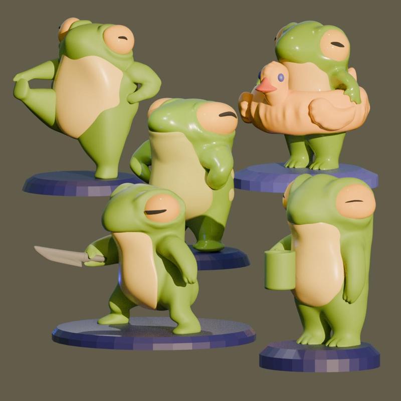 Collection Chinese Frog 5 Models