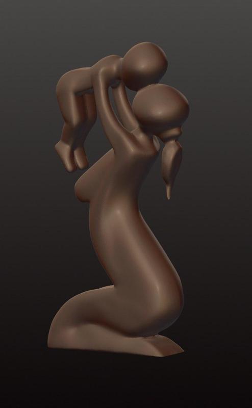 Mother and child sculpture