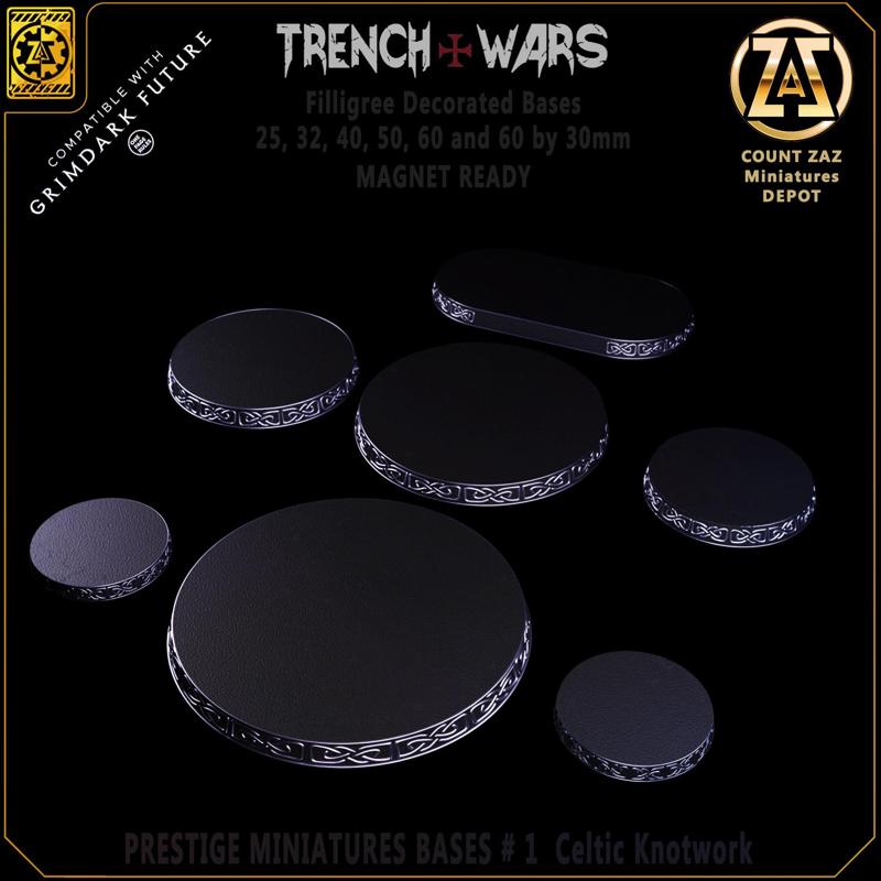 Celtic Knotwork Prestige Bases - 25, 32, 40, 50, 60 and 30 by 60mm