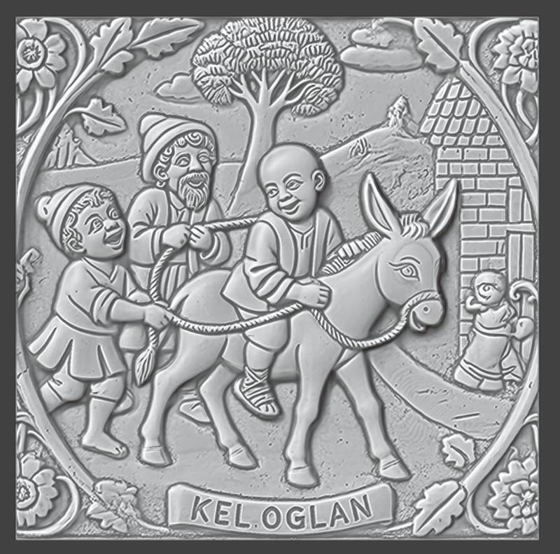 Charming Kel Oğlan and Donkey Bas Relief, Bas-Relief, 3d Print, CNC Stl Model