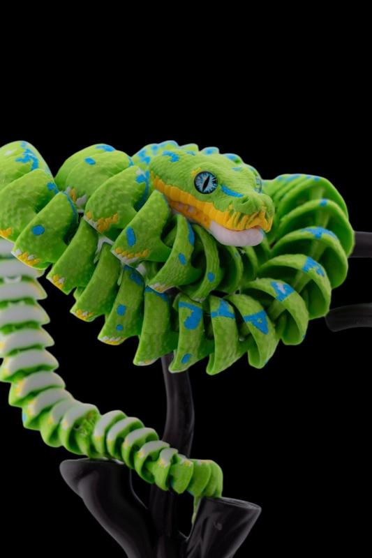 Green Tree Python - Articulated Snake With Tree Stand