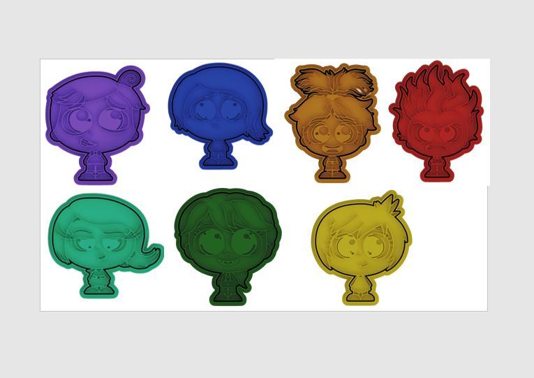 Inside Out Set x 7 Cookie Cutter Chibi Version - Set x 7 Intensely Chibi Version Cookie Cutters