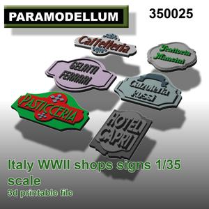350025 Italy shop signs WWII, 1/35 scale.