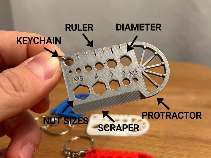 Multi-Tool Keychain with Ruler, Gauge & Scraper