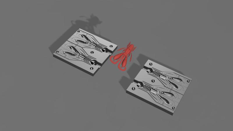 Fishing lure mold 4 inch black bass insect 3D STL file for 3D Print