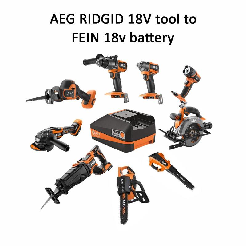 FEIN 18v battery to 18V RIDGID AEG tool