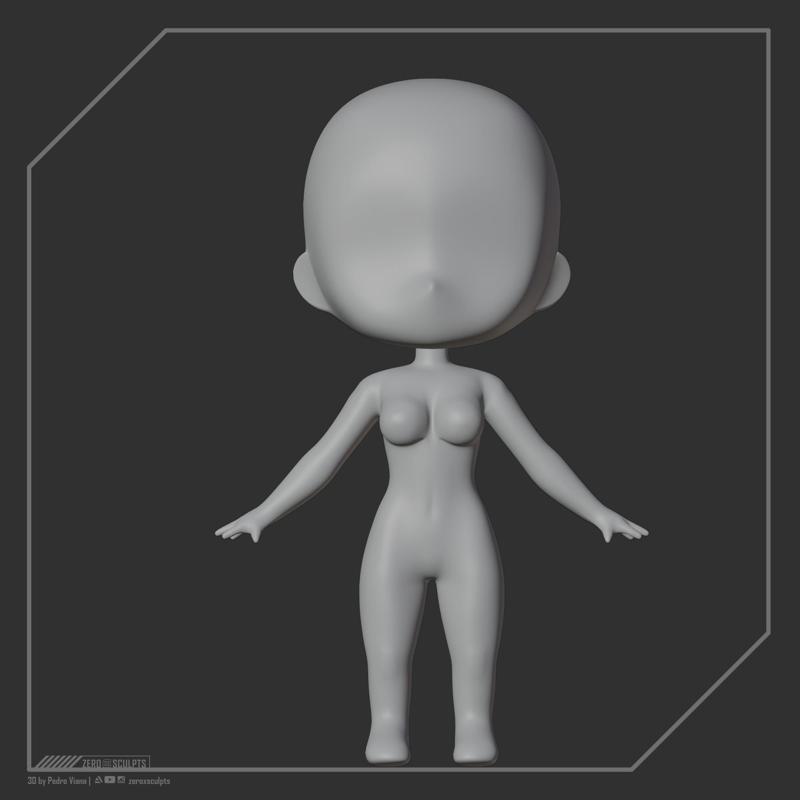 Basemesh Chibi - Cartoon - Girl - Woman