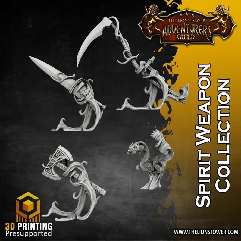Spirit Weapon Collection - Set of 4 (32mm scale, Pre-supported Miniatures)