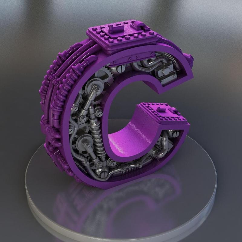 steampunk letter C