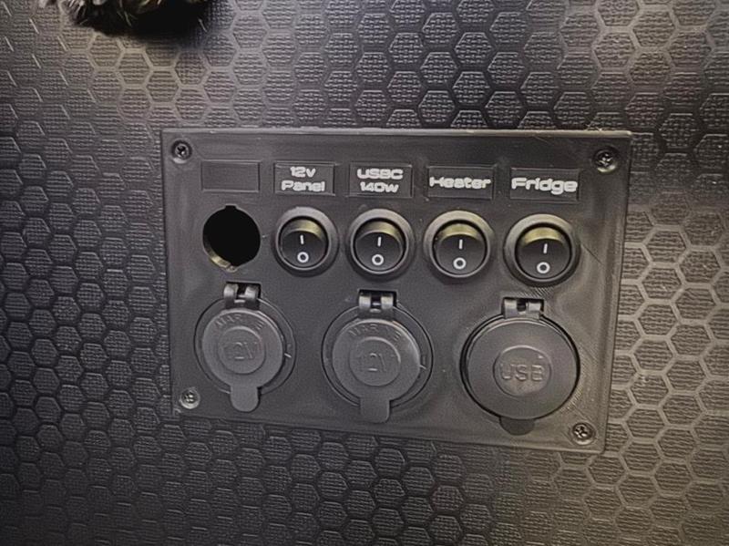 12v Panel for switches & cigarette lighter sockets