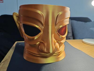 Sanxingdui Gold Mask, high-poly model with reserved holes for wearing