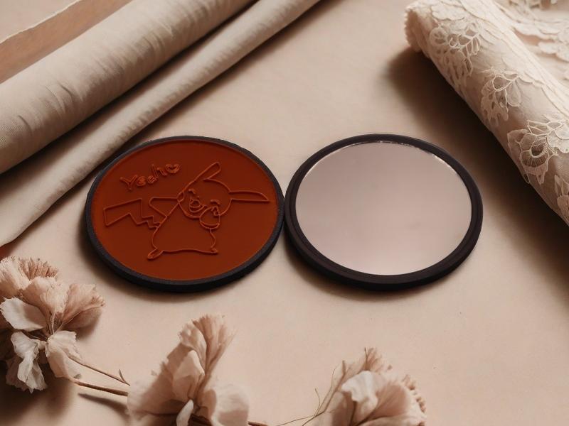 Pikachu-themed pocket mirror, cloisonné enamel, colorable