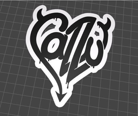 Cazzu logo and key ring heart letters