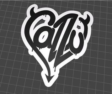 Cazzu logo and key ring heart letters