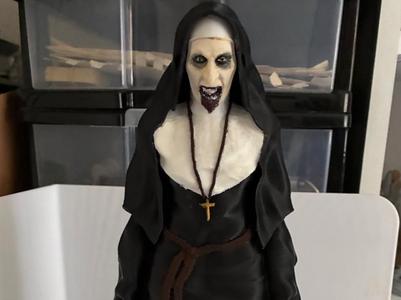 The nun screaming
