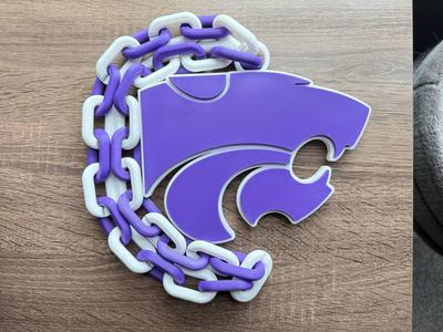 Kansas State Wildcats Logo Oversized Necklace, Pendant Chain