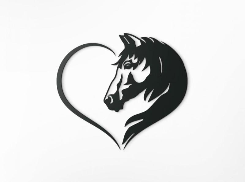 2D decoration Horse on heart