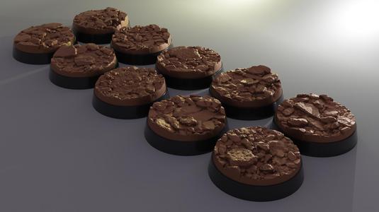 10x 25mm base with stoney barren ground (+toppers)