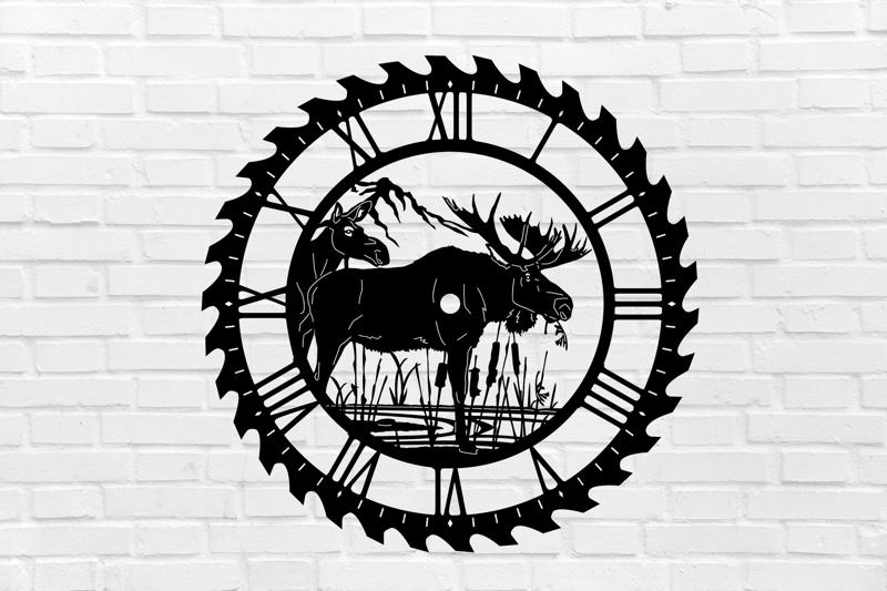 WALL CLOCK deer forest swamp wood animals