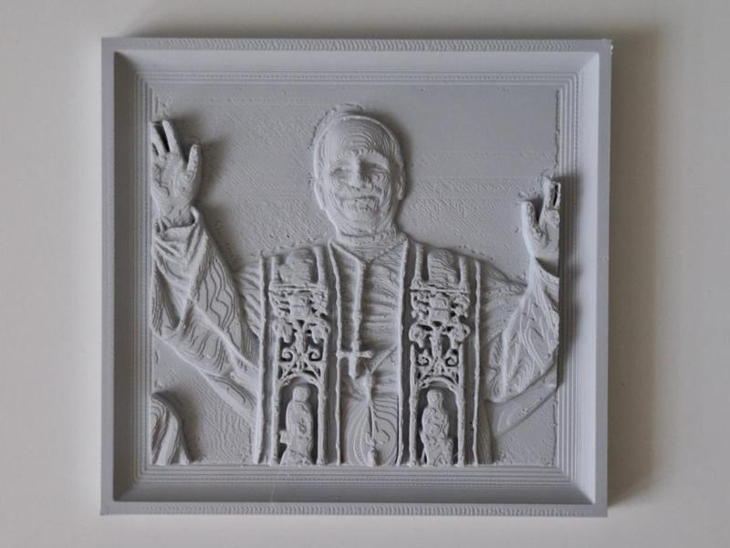 Pope Leo XIV relief sculpture