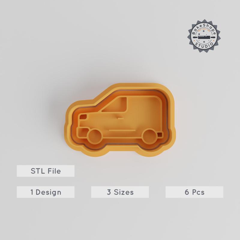 Small Van Shape Cutter & Stamp Set, Cookie & Fondant, 3 Sizes, Transportation Vehicle Design