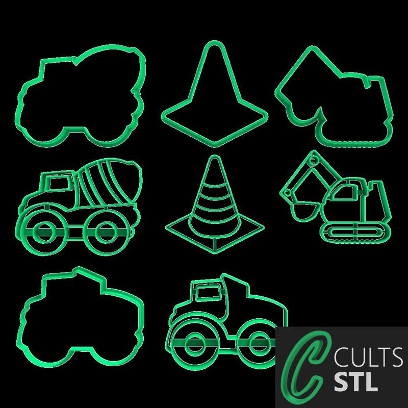 KIT CORTADORES VEÍCULOS DE CONSTRUÇÃO - 7cm