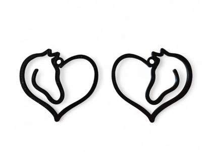 Horse head in heart earrings