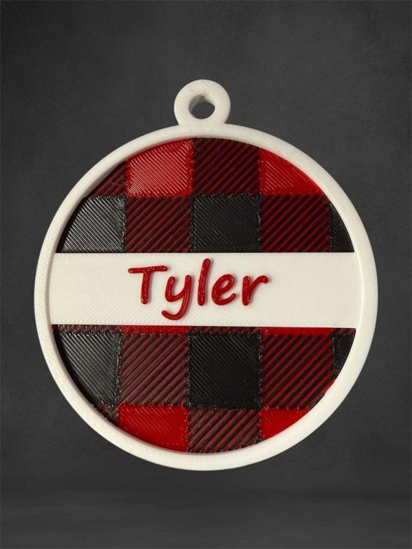 Personalized Plaid Christmas Ornament