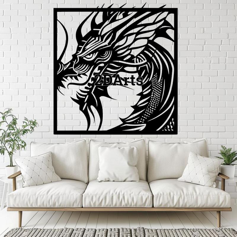 Dragon Head 2D Wall Art/Window Art - Digital STL & SVG File