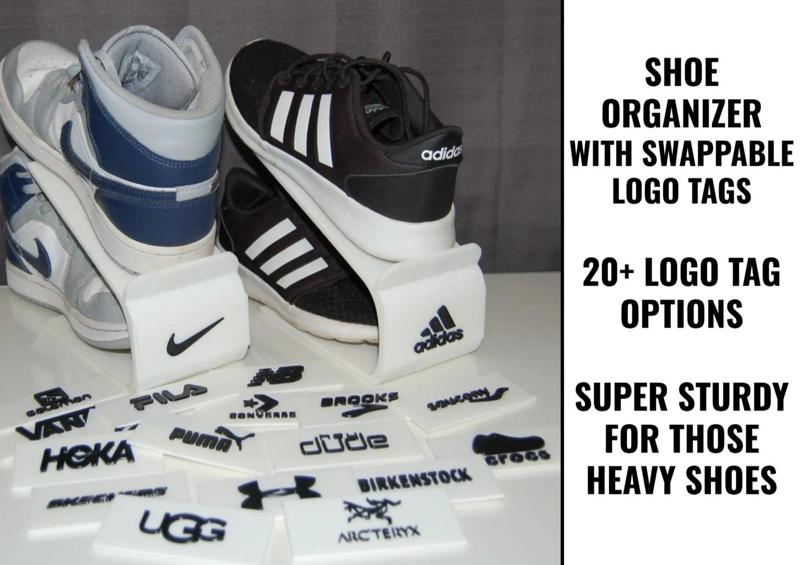 Shoe organizer with logo