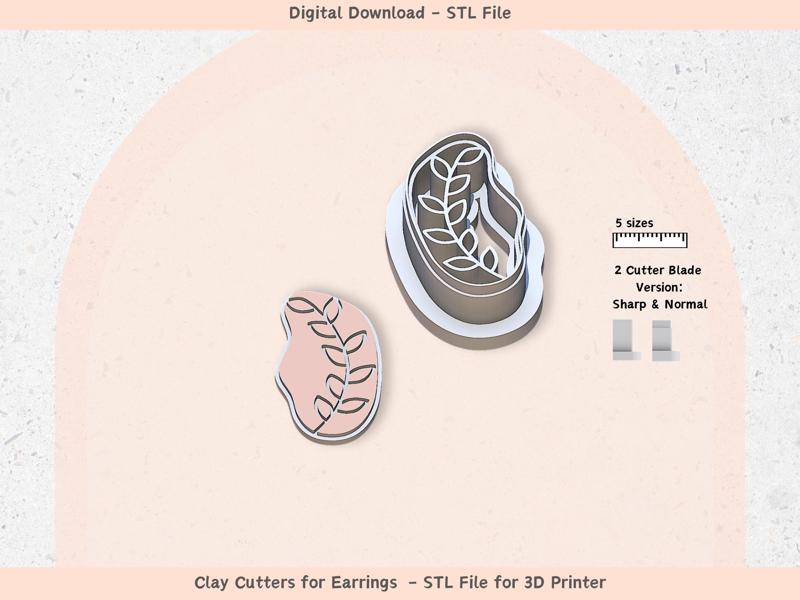 Boho Clay Cutter STL Set – 5 Sizes, 2 Blade Types | Modern Minimalist Polymer Clay Earring Cutters | Digital Download for 3D Printing