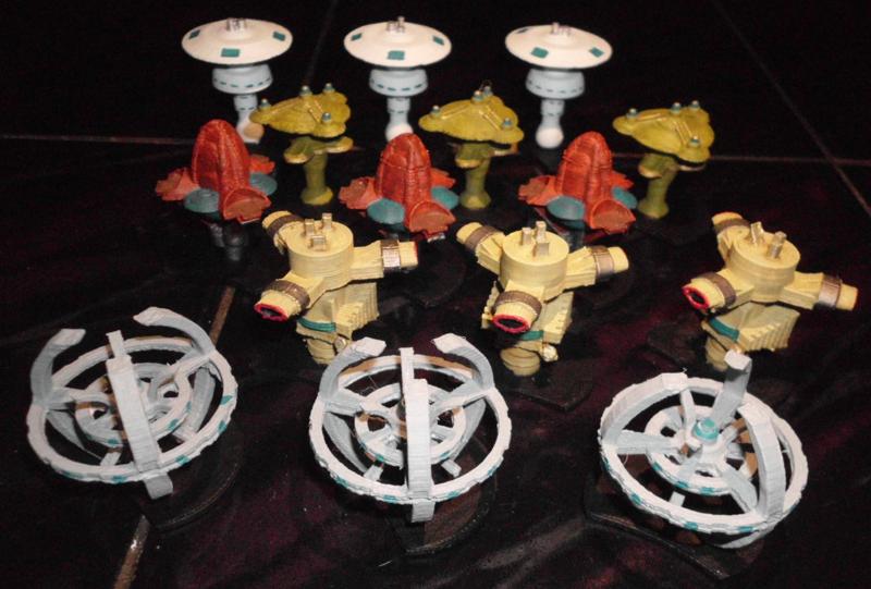 Starbases for all five factions of the boardgame "Star Trek Ascendancy"