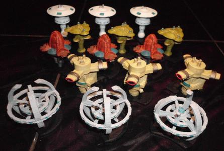 Starbases for all five factions of the boardgame "Star Trek Ascendancy"